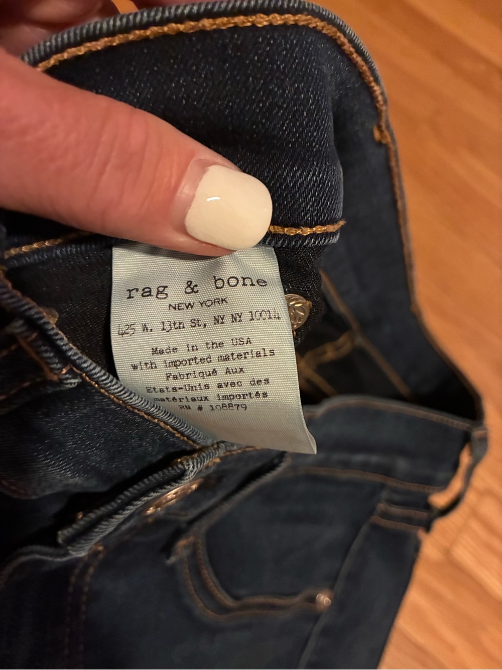 Rag & Bone High-Rise Straight Leg Jeans - Classic Blue Denim - Picture 5 of 6